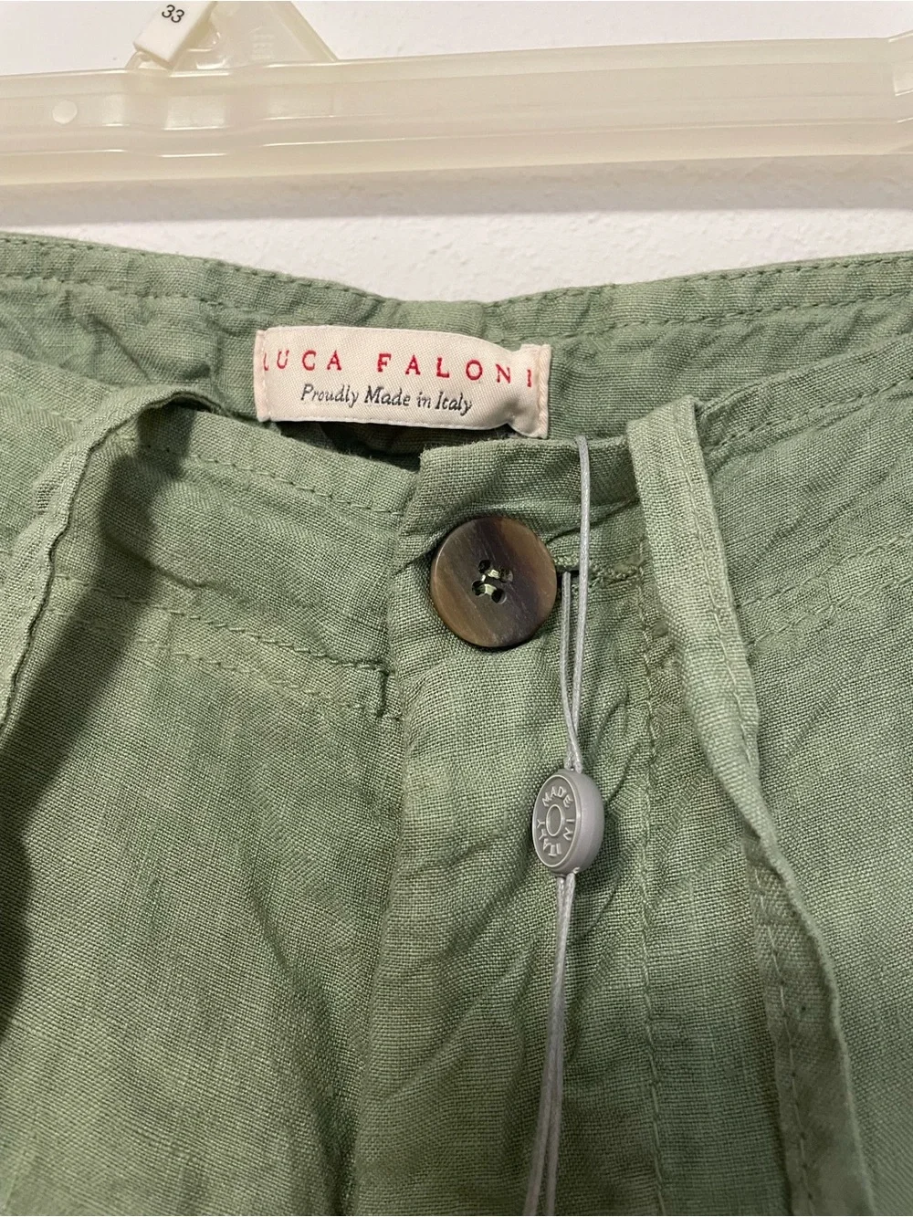 New With Tags Luca Faloni Men's Sage Green Linen Pants